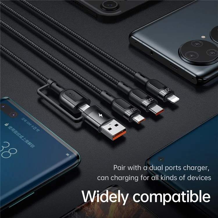 MCDODO CA-8800 Cabo de Dados de Carregamento Rápido USB/Tipo-C para Tipo-C/Lightning/Micro - Preto