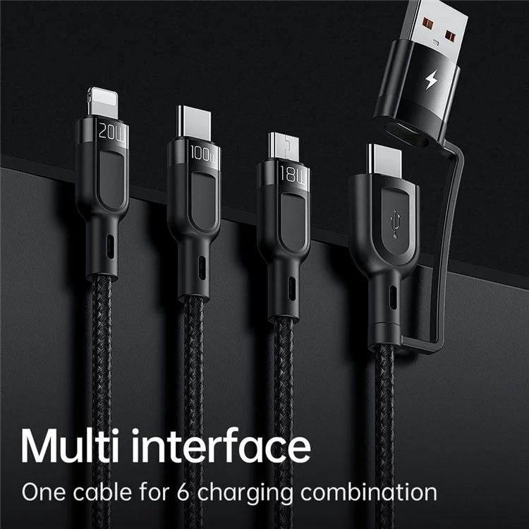 MCDODO CA-8800 Cabo de Dados de Carregamento Rápido USB/Tipo-C para Tipo-C/Lightning/Micro - Preto