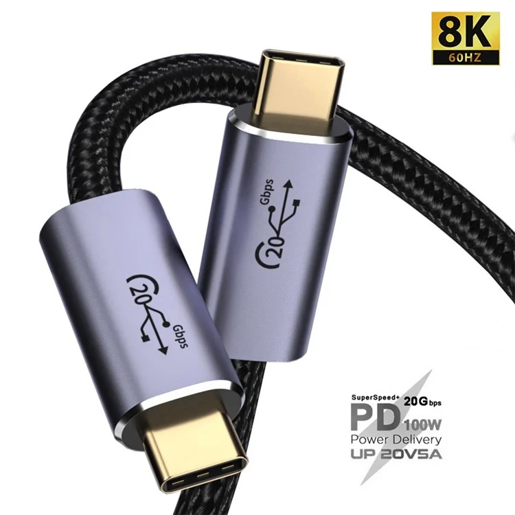 3m PD 100W USB-C 3.2 Gen2 Кабель для передачи данных 8K/60Hz 20Gbps Высокоскоростной шнур для MacBook/iPad Pro
