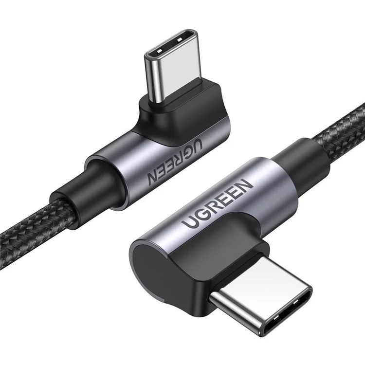 UGREEN for iPhone 15 Series 70699 2m 100W Right Angle Type-C to Type-C 5A Fast Charging Cable Braided Data Cord