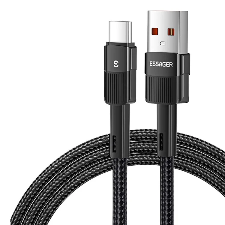 ESSAGER Cabo USB Tipo C de 3m Carregamento Rápido 480Mbps Transmissão - Preto