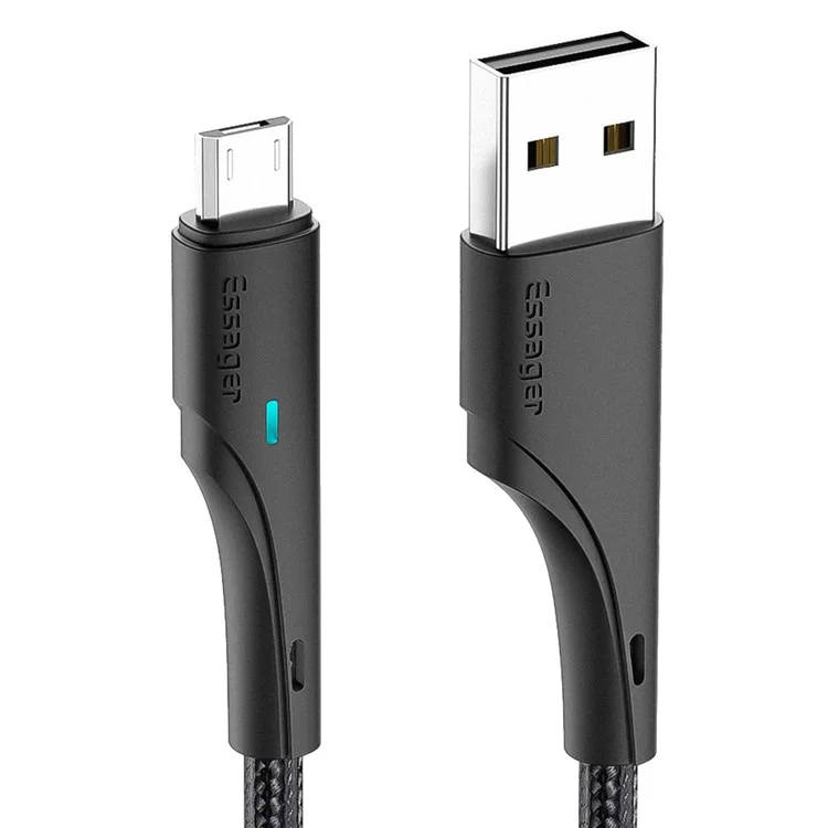 Cavo da cellulare ESSAGER 3m Super Long USB a Micro USB, ricarica rapida a 2.4A, trasmissione a 480Mbps - Nero