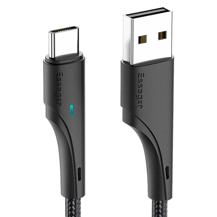 ESSAGER 0.25m USB to Type C Cable 480Mbps Transmission Cord 3A Fast Charging Wire for Smartphone Laptop Tablet - Black