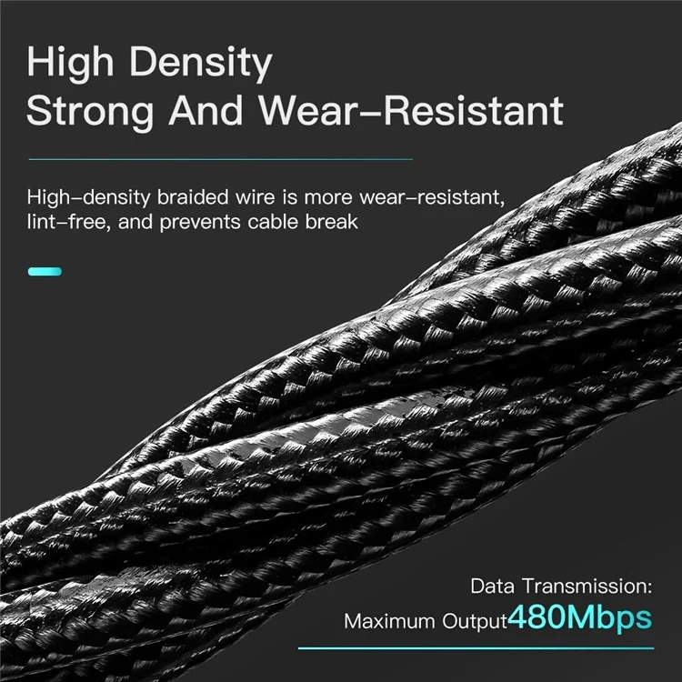 ESSAGER 0.25m USB to Type C Cable 480Mbps Transmission Cord 3A Fast Charging Wire for Smartphone Laptop Tablet - Black