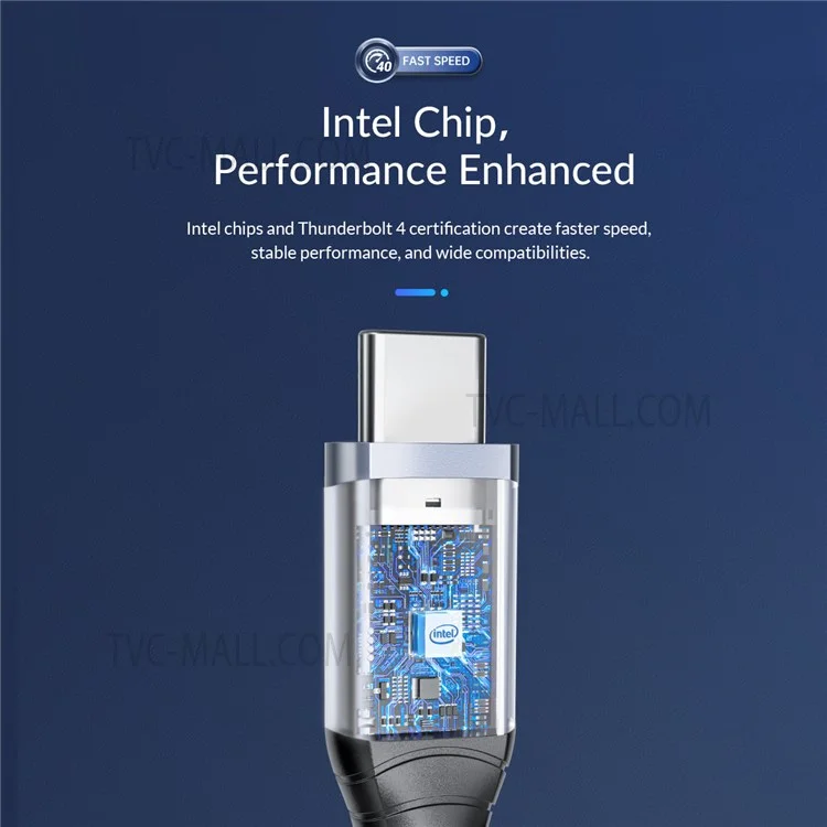 ORICO ORICO-TBZ4-08 0.8m Thunderbolt 4 Cavo di ricarica per cellulare USB C 40Gbps 100W Cavo di ricarica veloce e cavo di trasferimento video 8K 60Hz
