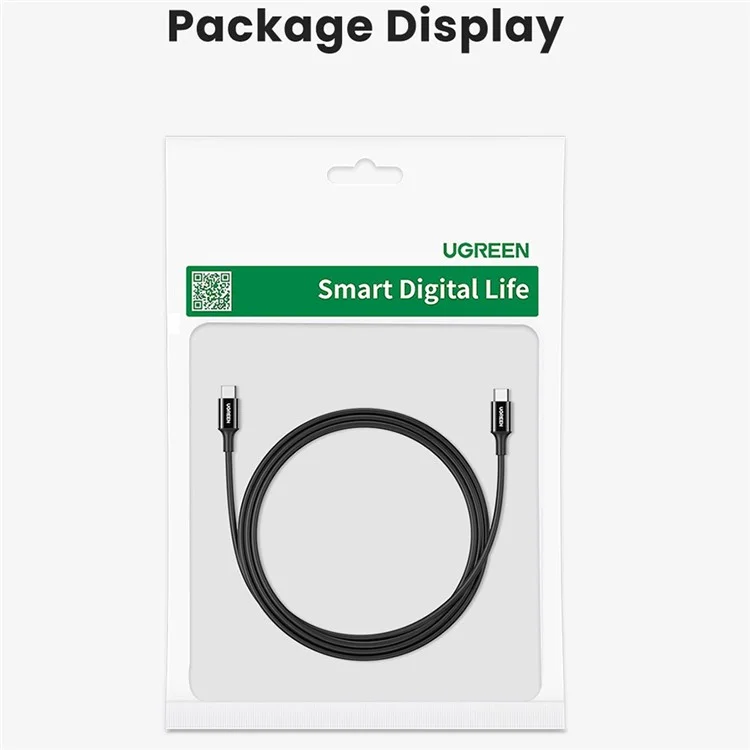 UGREEN 80372 для iPhone 15 Серии 2м 100Вт 5A Type-C to Type-C Кабель Быстрой Зарядки PD Кабель для Передачи Данных для MacBook / iPad Pro