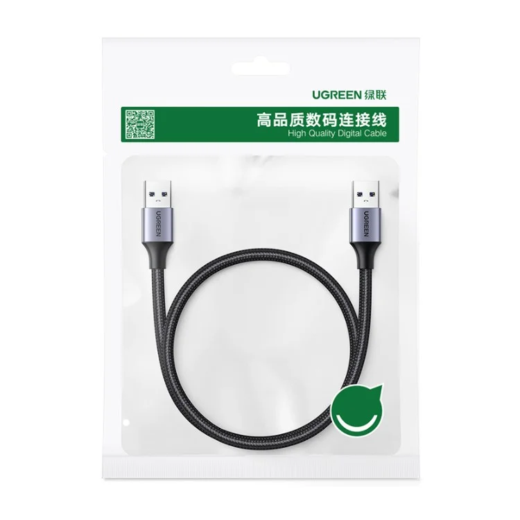 UGREEN 80789 USB 3.0 Male to Male Braided Cable 0.5m Fast Speed Data Transmission Cord for Laptop/Flash Drive/Computer