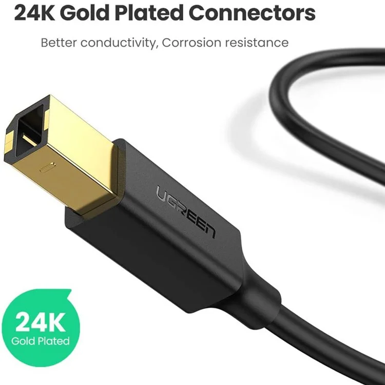 UGREEN 5m Type B Male to A Male Gold Plated Connector USB 2.0 Printer Cable for HP Canon Epson