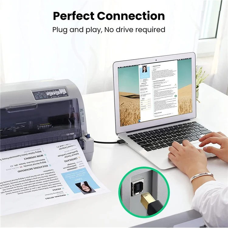 UGREEN Cable USB 2.0 de 1,5 m Plug and Play para impresora, para HP, Canon, Epson, conector USB Tipo B Macho a Tipo A Macho