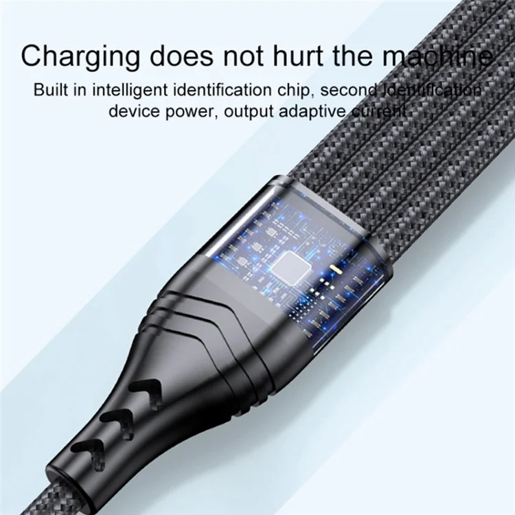 1,2 m 4-in-1 66W USB Bis 8pin+micro Usb+dual-typ-c-multi-output-ladekabel Mit Mehreren Ausgängen - Schwarz