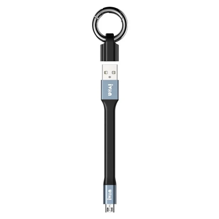 Ivon CA90 14.5cm 3.1A USB a Micro USB Cable de Datos TPE Con Llavero - Gris