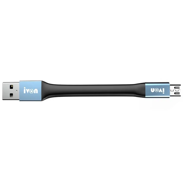 Ivon CA90 14.5cm 3.1A USB a Micro USB Cable de Datos TPE Con Llavero - Gris