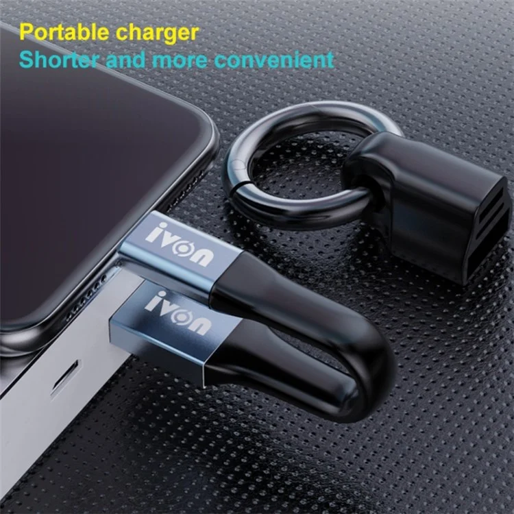 Ivon CA90 14.5cm 3.1A USB a Micro USB Cable de Datos TPE Con Llavero - Gris
