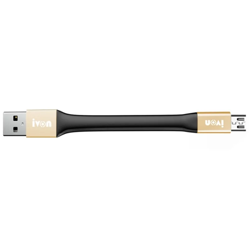 IVON CA90 14,5 cm 3.1A USB a Micro Cavo Dati TPE Con Portachiavi Con Portachiavi - Oro