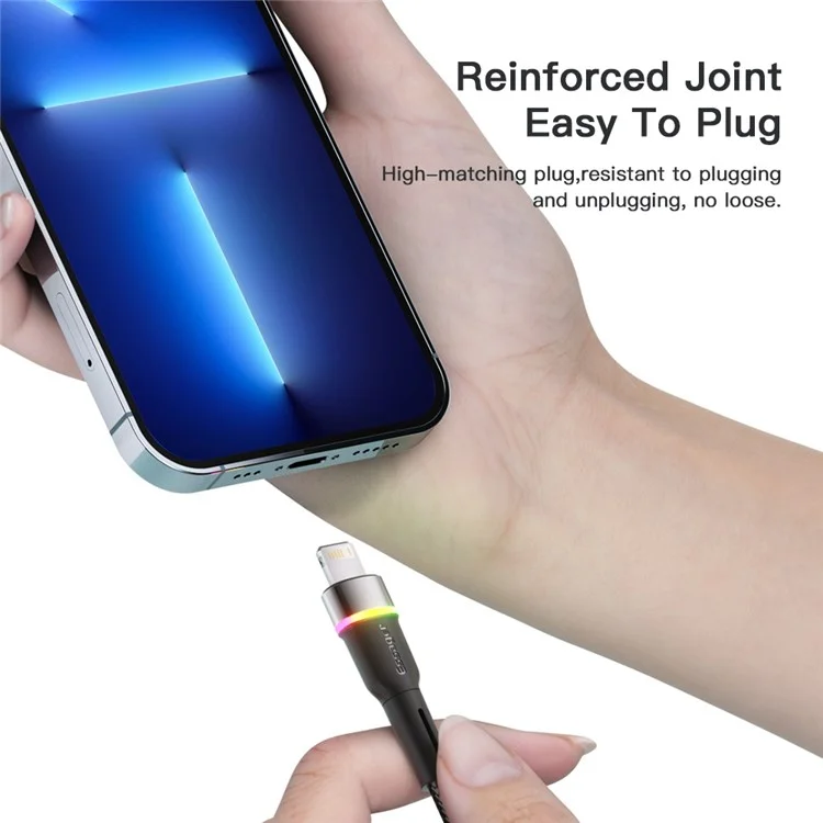 ESSAGER 2 м USB-A до 6-контактного 3A Fast Charging Cable LED Lighting 480Мбит/с Transfer Data Cable Cord - Черный