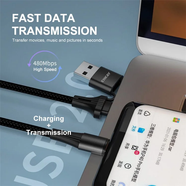 Enkay Hat Prince 1m PD 100W Usb-a / Usb-c à Type-C 5A Cordon de Cordon de Charge Rapide Tablet Tablet Data Cable