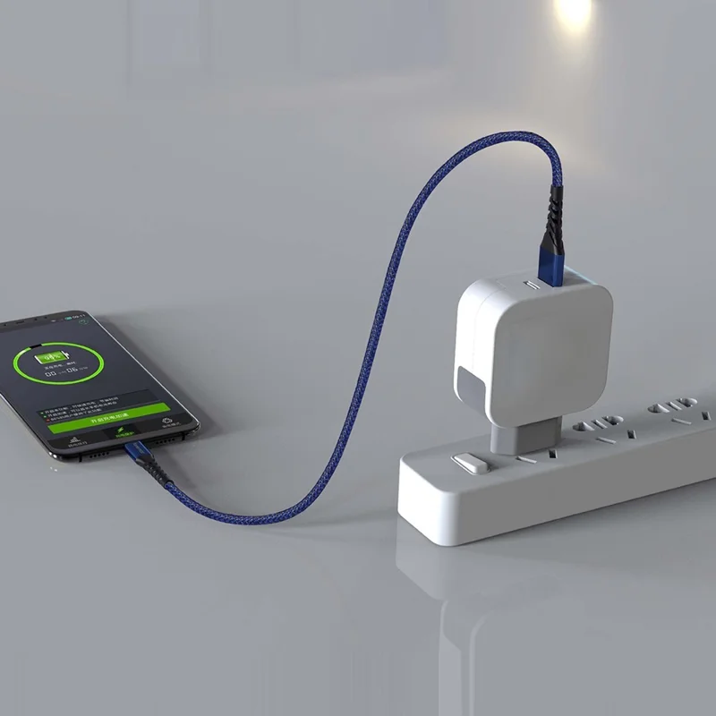 FONEMAX C89 MFi Certificated 2m USB to Lightning Data Cable 3A Fast Charging Nylon Braided Cord - Purple