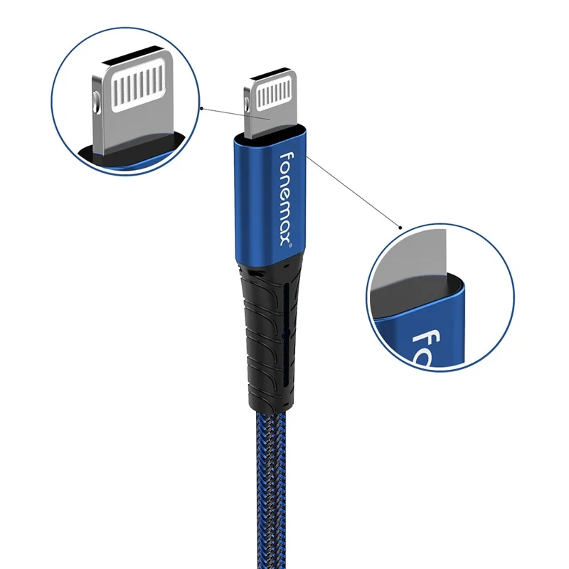 FONEMAX C94 0.2m Type-C to Lightning PD 30W Fast Charging Cable Nylon Braided Data Cord (MFi Certificated) - Red