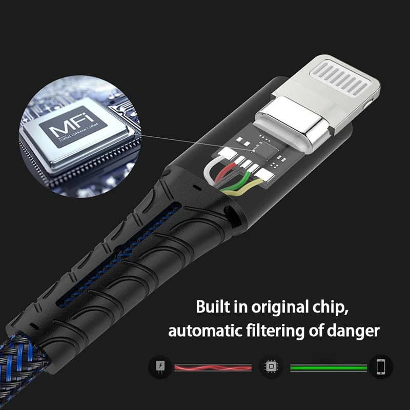 FONEMAX C94 0.2m Type-C to Lightning PD 30W Fast Charging Cable Nylon Braided Data Cord (MFi Certificated) - Red