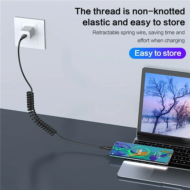 3A Micro USB Cable de Carga y Transmisión de Datos con Resorte Telescópico