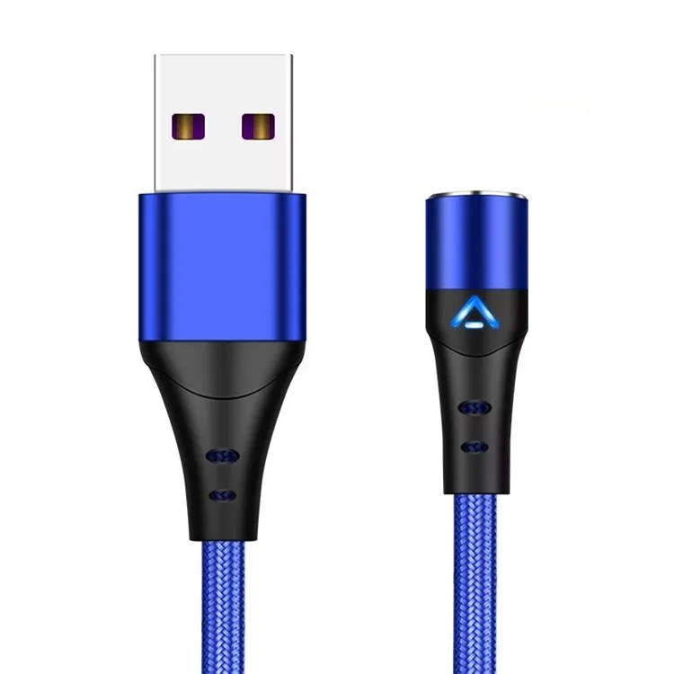 2m Magnetic Attraction Nylon Braided 3A Charging Cable USB Data Transmission Cord (No Magnetic Adapter) - Blue