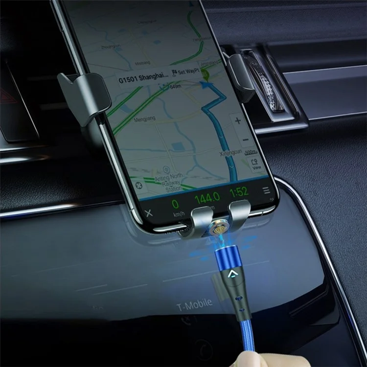2m Magnetic Attraction Nylon Braided 3A Charging Cable USB Data Transmission Cord (No Magnetic Adapter) - Blue