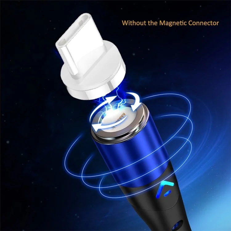 2m Magnetic Attraction Nylon Braided 3A Charging Cable USB Data Transmission Cord (No Magnetic Adapter) - Blue