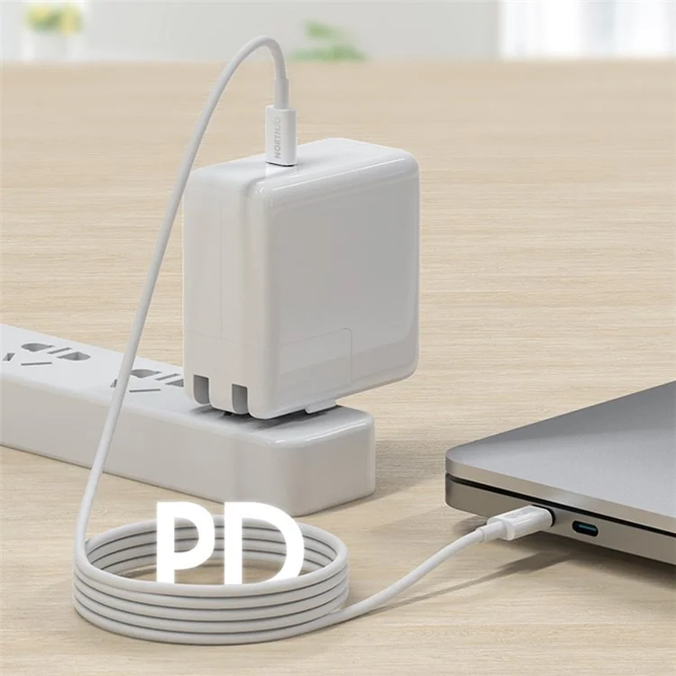 Northjo 1m PD 100W Type-C à Type-C Cordon de Données de Câble de Charge Rapide Avec Puce de Marqueur Électronique - Blanche