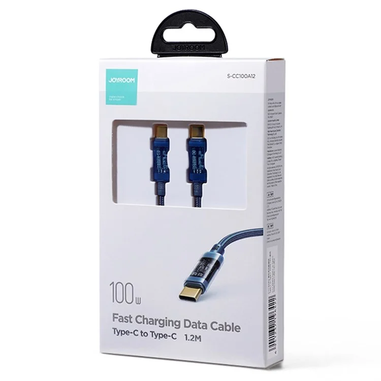 JOYROOM for iPhone 15 Series 1.2m PD 100W Fast Charging Cable Type-C Nylon Braided Charge Cord 480Mbps Data Transmission Wire - Blue