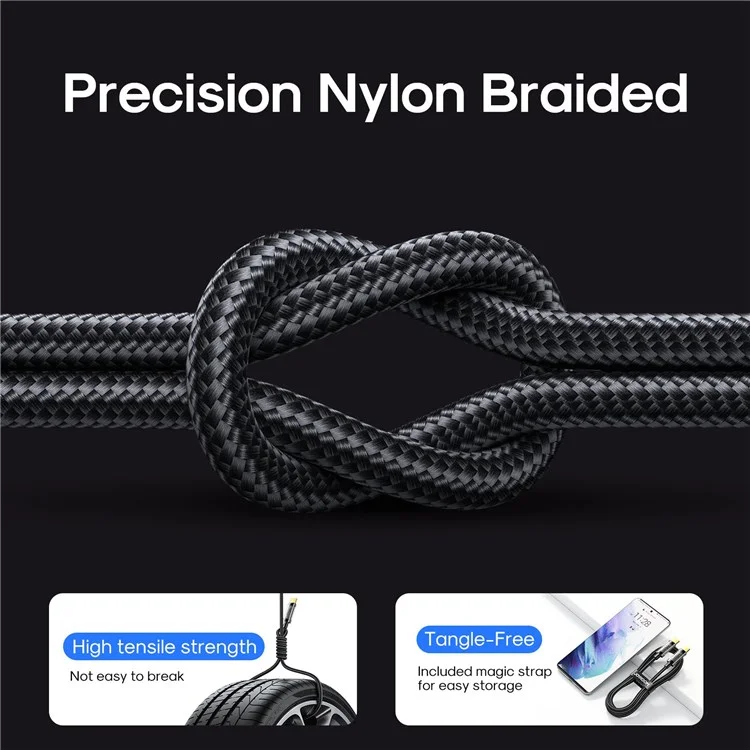 JOYROOM for iPhone 15 Series 1.2m PD 100W Fast Charging Cable Type-C Nylon Braided Charge Cord 480Mbps Data Transmission Wire - Blue