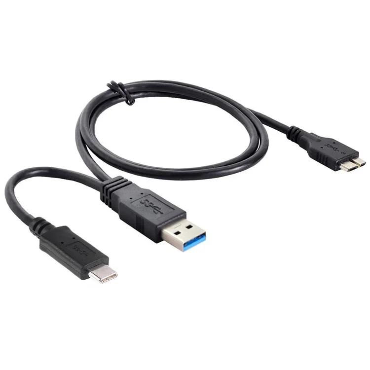 UC-165 Combo USB Cable USB 3.1 Type-C+USB3.0 Type-A Host to Micro USB 3.0 Target Data Cable for Disk