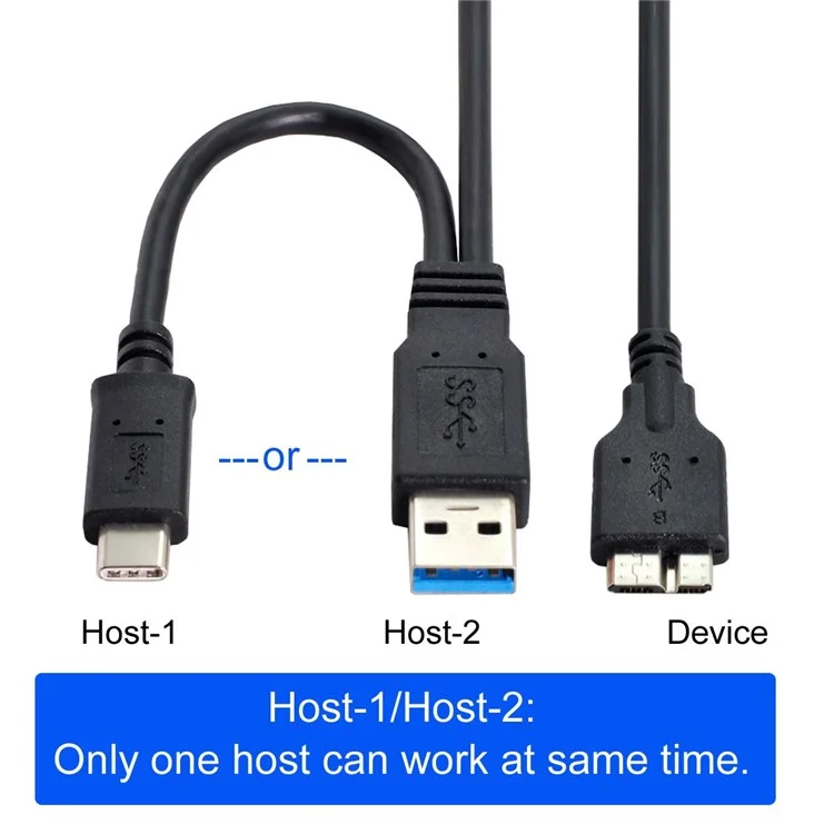 UC-165 Combo USB Cable USB 3.1 Type-C+USB3.0 Type-A Host to Micro USB 3.0 Target Data Cable for Disk