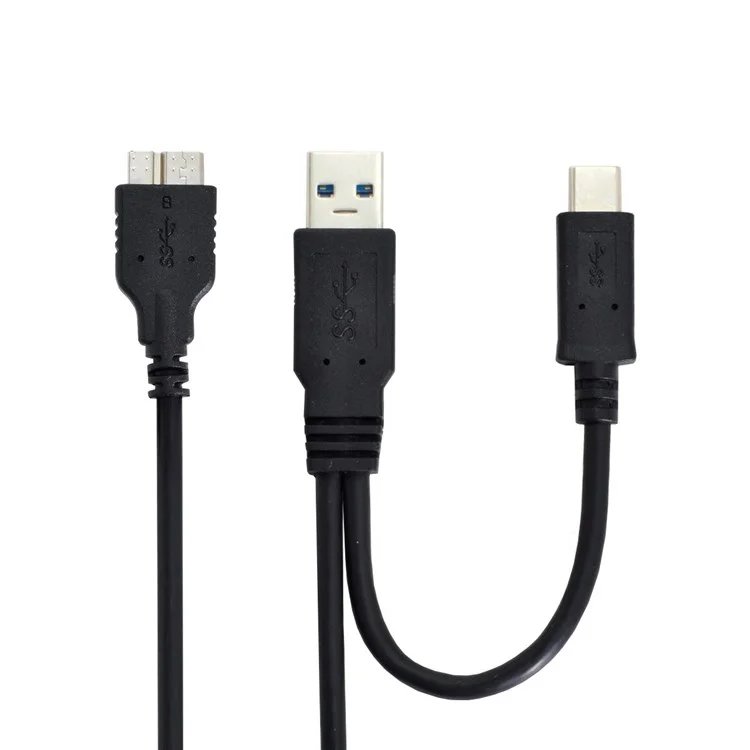 UC-165 Combo USB Cable USB 3.1 Type-C+USB3.0 Type-A Host to Micro USB 3.0 Target Data Cable for Disk