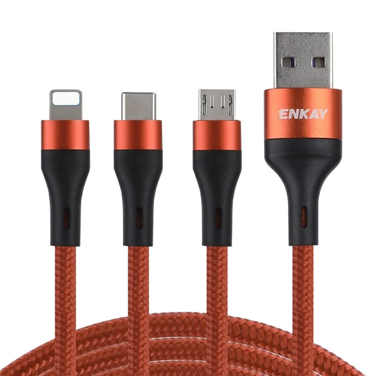 Enkay Enk-cb120 1.2m Datenkabel Für Mobiltelefon Tablet Lightning/micro/typ-c 5A Schnelles Ladekabel - Orange