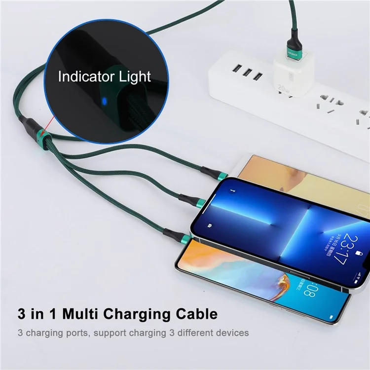 Enkay Enk-cb120 1.2m Datenkabel Für Mobiltelefon Tablet Lightning/micro/typ-c 5A Schnelles Ladekabel - Orange