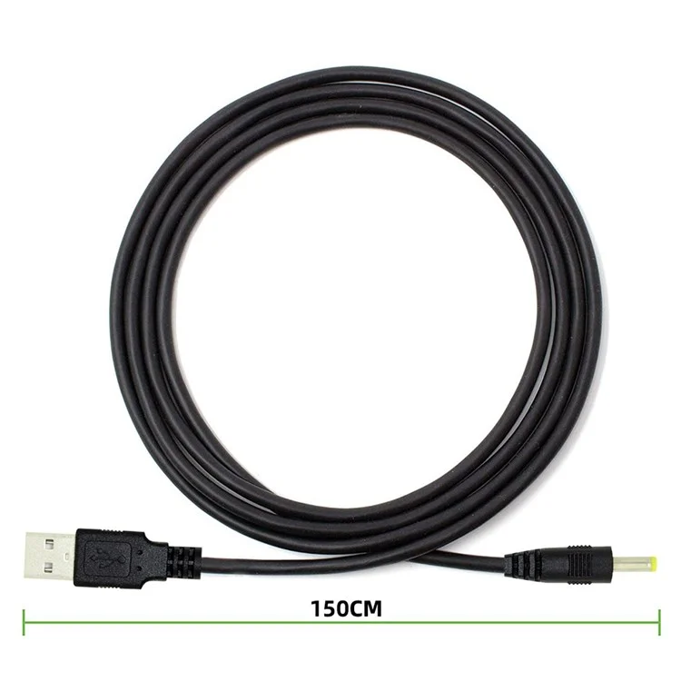 U2-067-4017MM 150cm 24AWG USB to DC Power Cord USB 2.0 Male Type-A to 5V DC 4.0x1.7mm DC Power Round Plug Cable