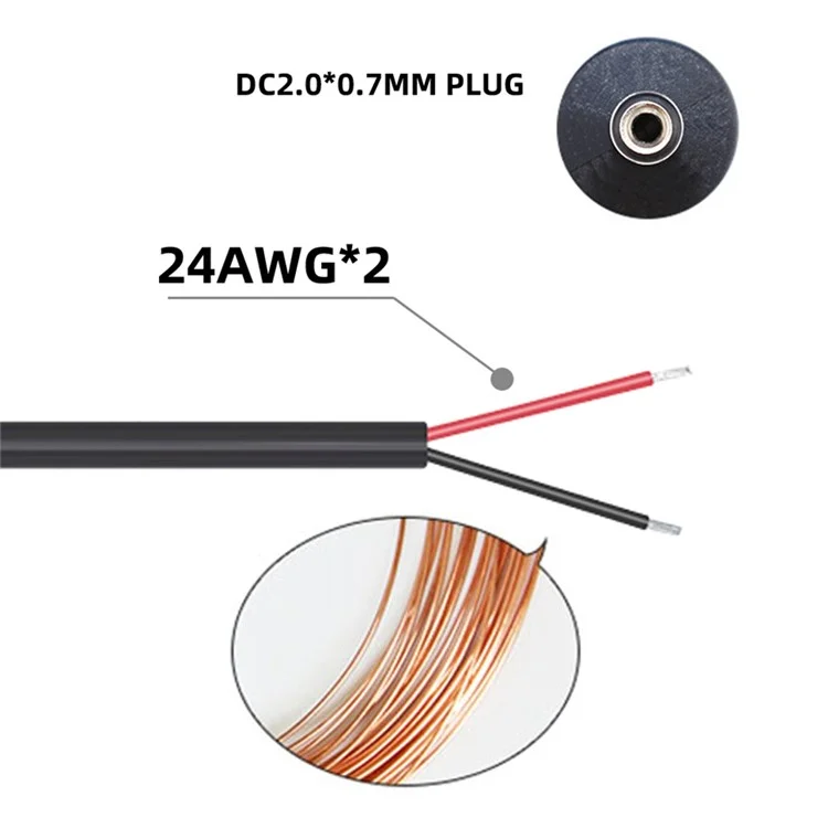 U2-067-2007MM-1PC USB to DC Power Cord USB 2.0 Male Type-A to 5V DC 2.0x0.7mm DC Power Round Plug Cable 150cm 24AWG