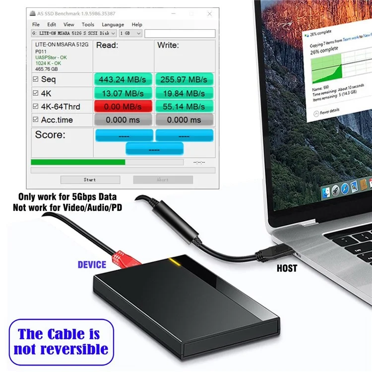 UC-044-BK 8m Type-C Cable USB-C Male to USB-C Male Cable Adapter 5Gbps Gen1 Chipset Repeater Data Cable Single-Way Transfer Converter for Industrial Camera, Laptop PC, Disk