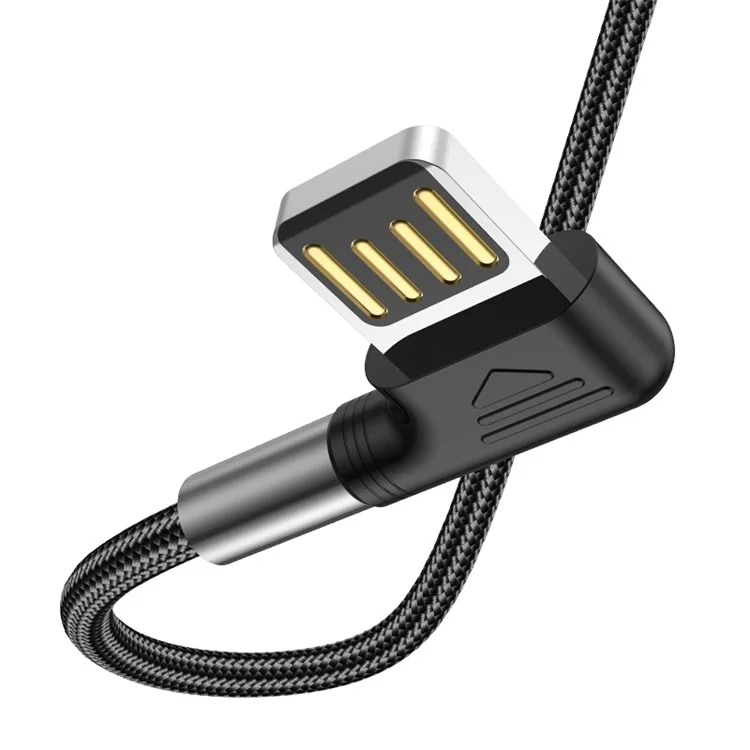 1m USB a Tipo c 90 Graus Cabo de Dados de Cotovelo 3A Fio Trançado de Nylon de Carregamento Rápido