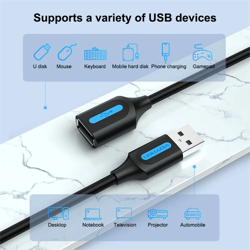 VENTION CBIBI CBI Series 3m USB 2.0 Extension Cable A-Male to A-Female Adapter Cord