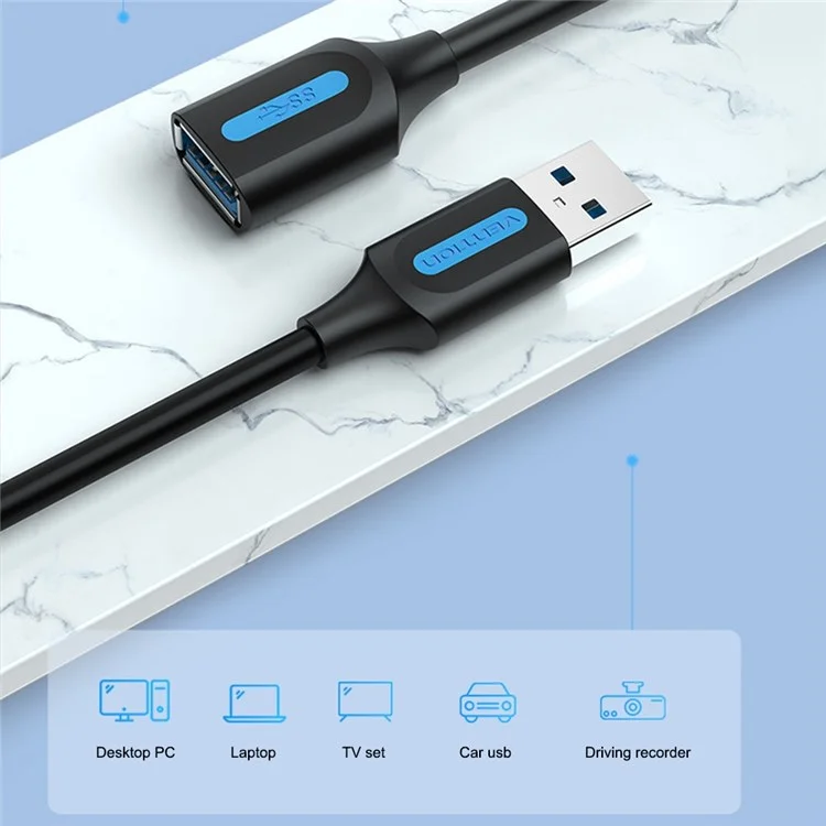 Vention CBHBD 3m USB-A 3.0 Cable de Extensión Masculina a Hembra 5 Gbps Transferencia de Datos de Alta Velocidad Cable de PVC