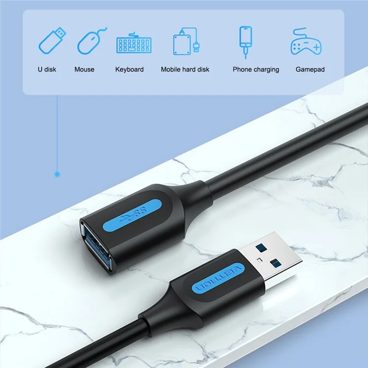 Vention CBHBD 3m USB-A 3.0 Cable de Extensión Masculina a Hembra 5 Gbps Transferencia de Datos de Alta Velocidad Cable de PVC