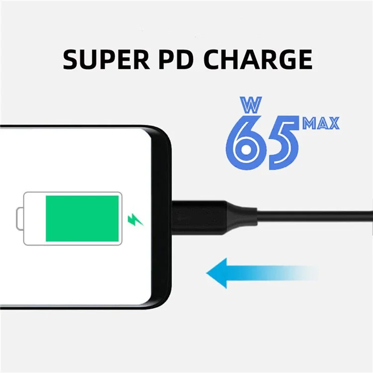 For iPhone 15 Series UC-072-BK-1.0M 65W Type-C Male to Type-C Male USB 2.0 Fast Charging Cable PVC Data Cord - Black