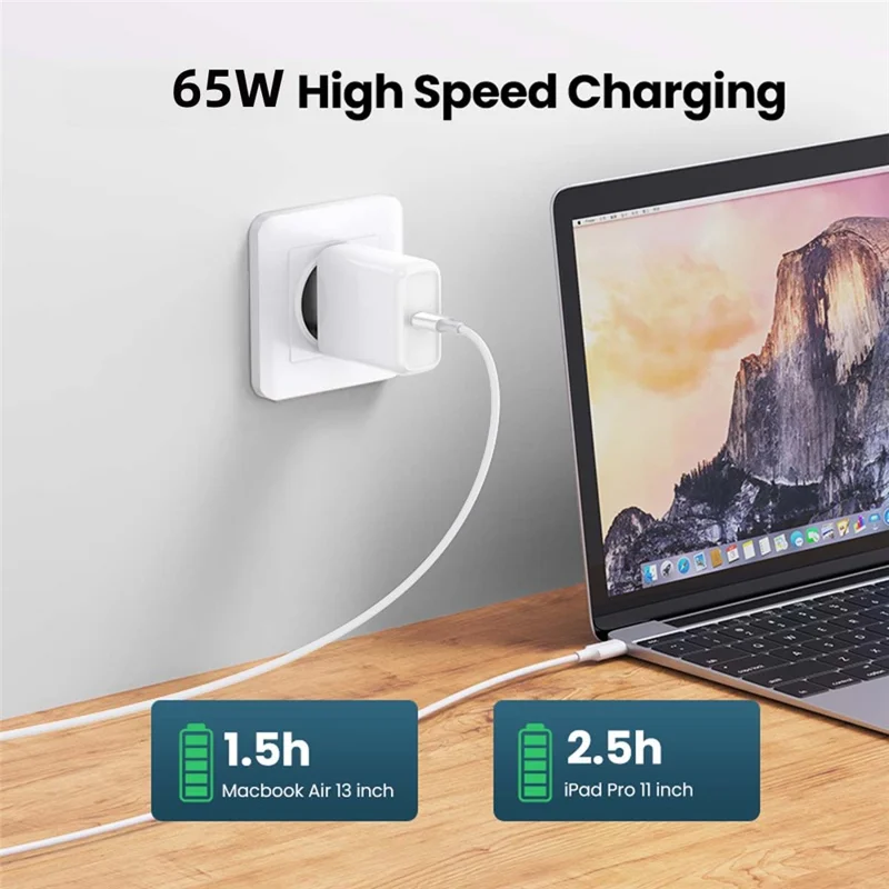 For iPhone 15 Series UC-072-BK-1.0M 65W Type-C Male to Type-C Male USB 2.0 Fast Charging Cable PVC Data Cord - White