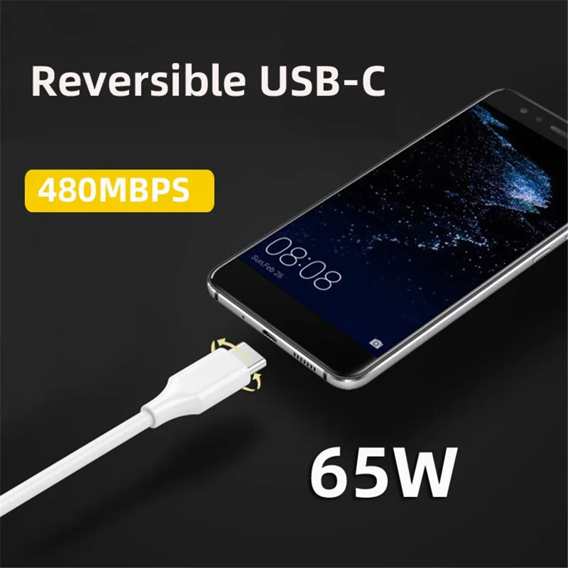 For iPhone 15 Series UC-072-BK-1.0M 65W Type-C Male to Type-C Male USB 2.0 Fast Charging Cable PVC Data Cord - White