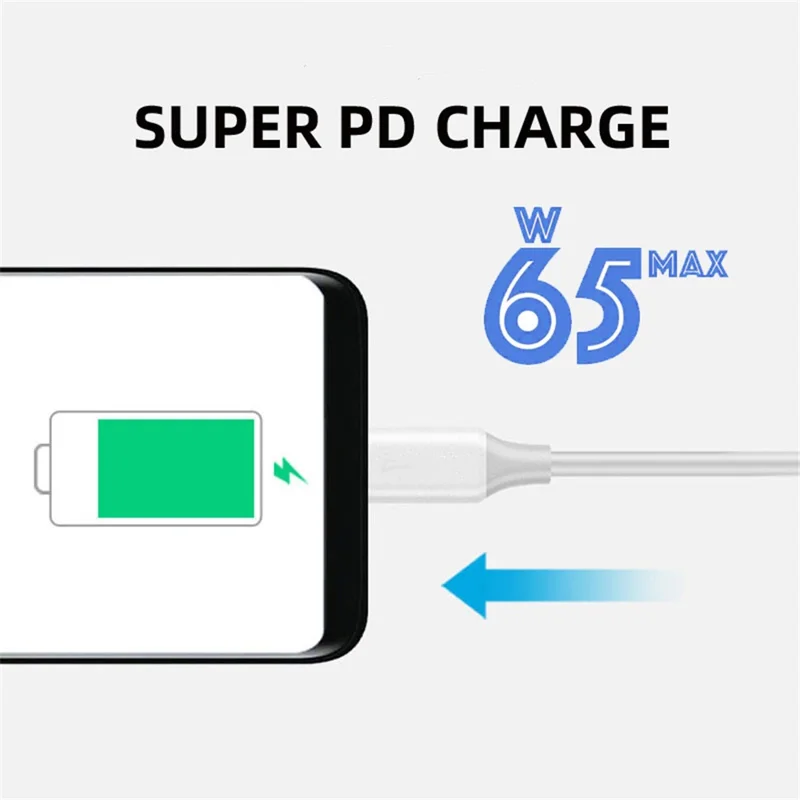 For iPhone 15 Series UC-072-BK-1.0M 65W Type-C Male to Type-C Male USB 2.0 Fast Charging Cable PVC Data Cord - White