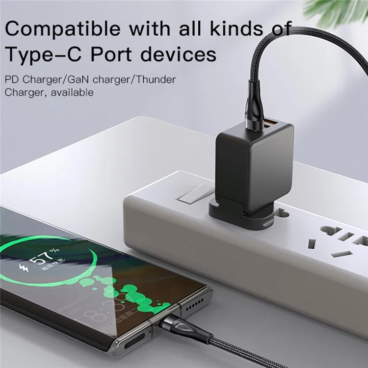 YESIDO CA110 4 in 1 Charging Cord Type-C to Type-C*2+Lightning*2 Nylon Braided Cell Phone Cable