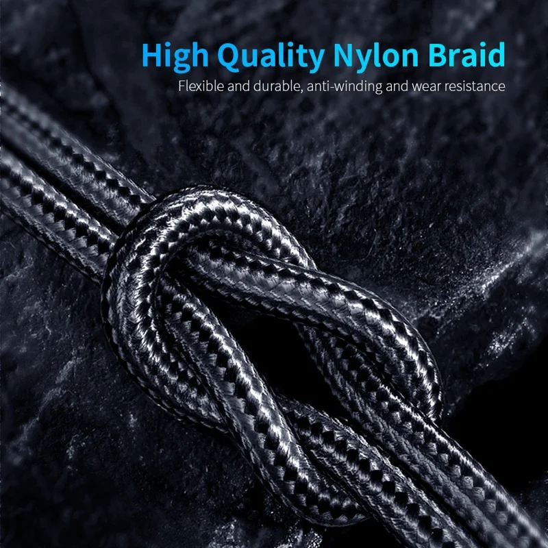 2m Type-C Data Cable 540 Degrees Rotatable Braided Charging Cable + Magnetic Plug - Black