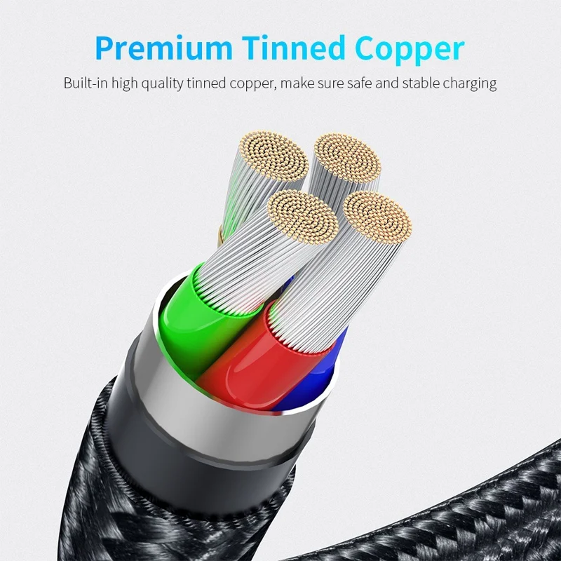 2m Type-C Data Cable 540 Degrees Rotatable Braided Charging Cable + Magnetic Plug - Black