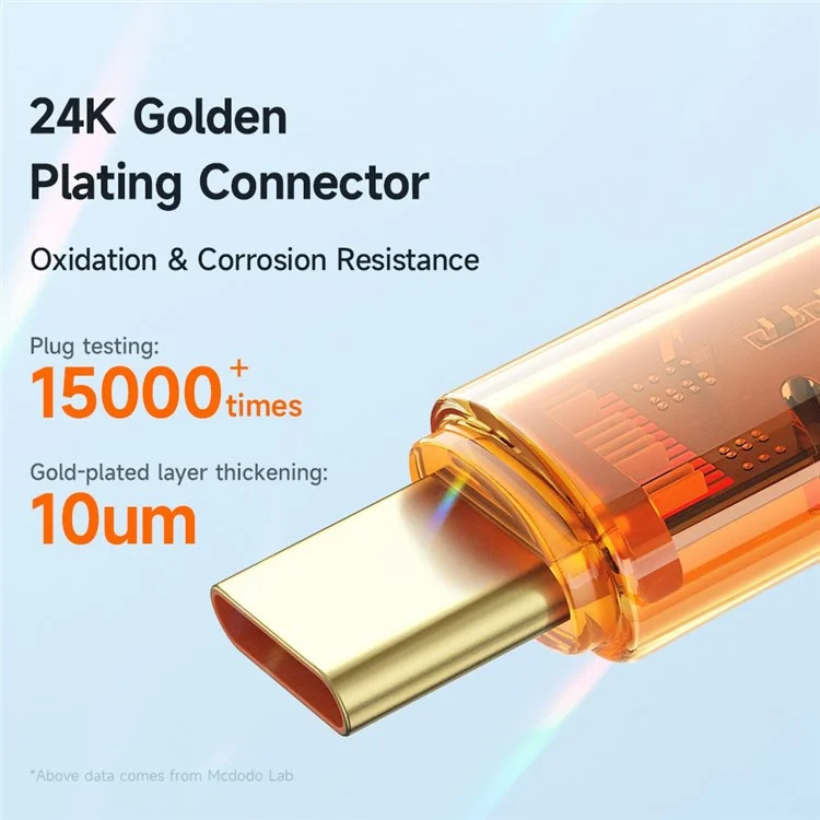 MCDODO CA-211 1.2m Amber Série Transparente Cordon de Données Type-C Transparent PD 100W Câble de Chargement USB C - Orange